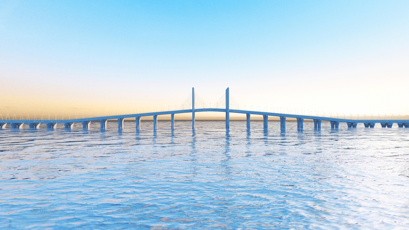 现代跨海大桥3D模型下载【ID:1143898238】