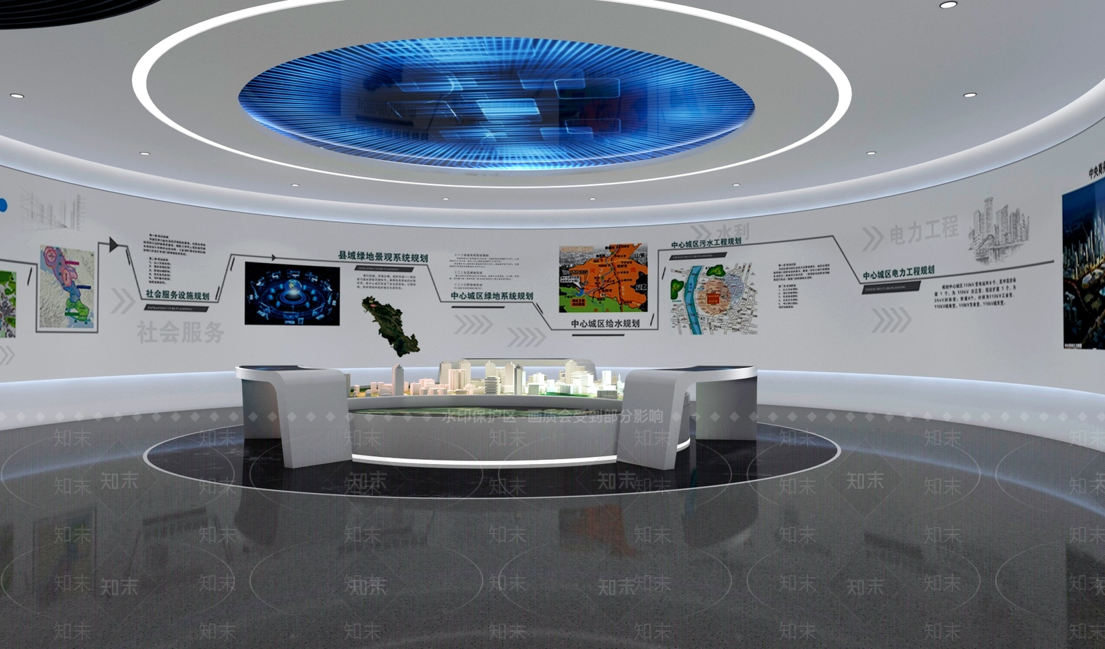 现代规划馆沙盘展厅3D模型下载【ID:1143905303】