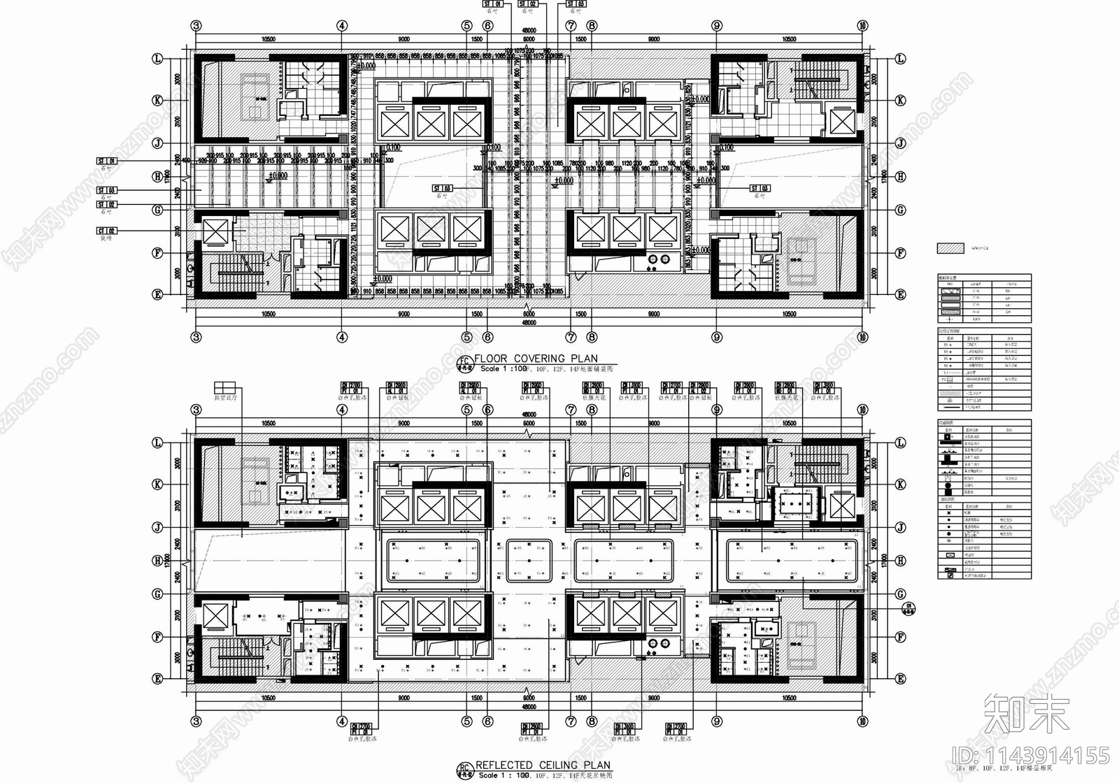 办公楼大堂公区电梯厅cad施工图下载【ID:1143914155】