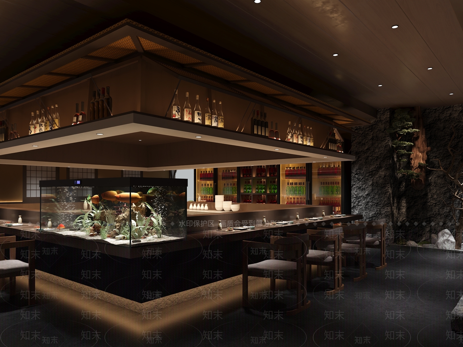 现代日韩餐厅酒屋3D模型下载【ID:1143914752】