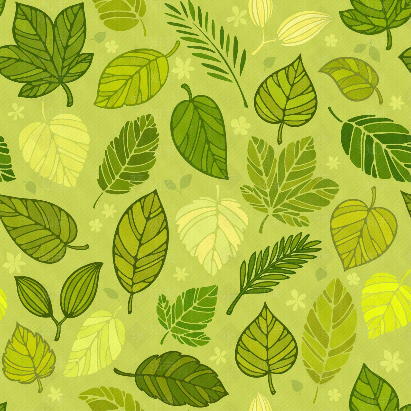 田园风植物印花壁纸贴图下载【ID:1143916573】