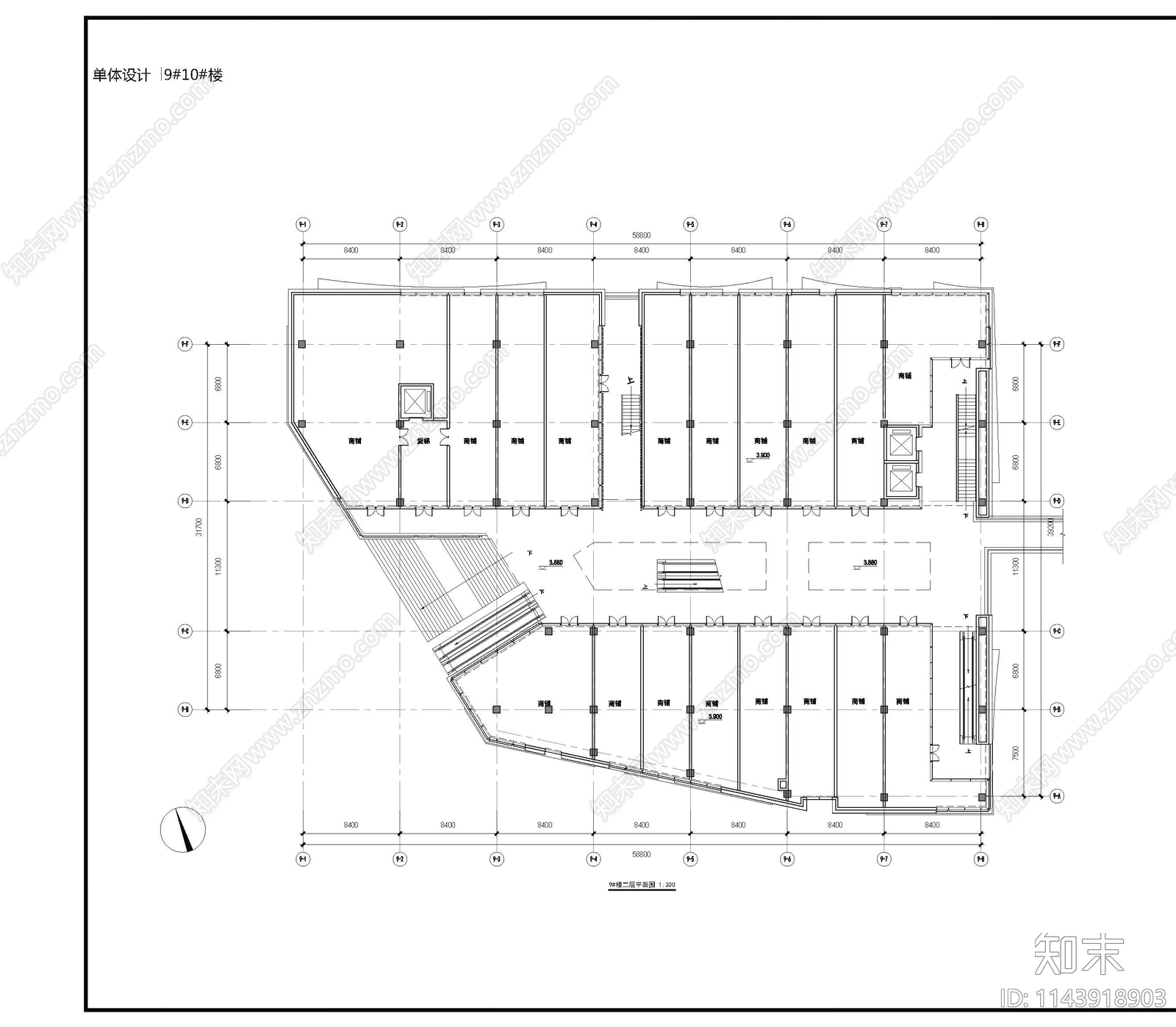 中式商业街建筑cad施工图下载【ID:1143918903】