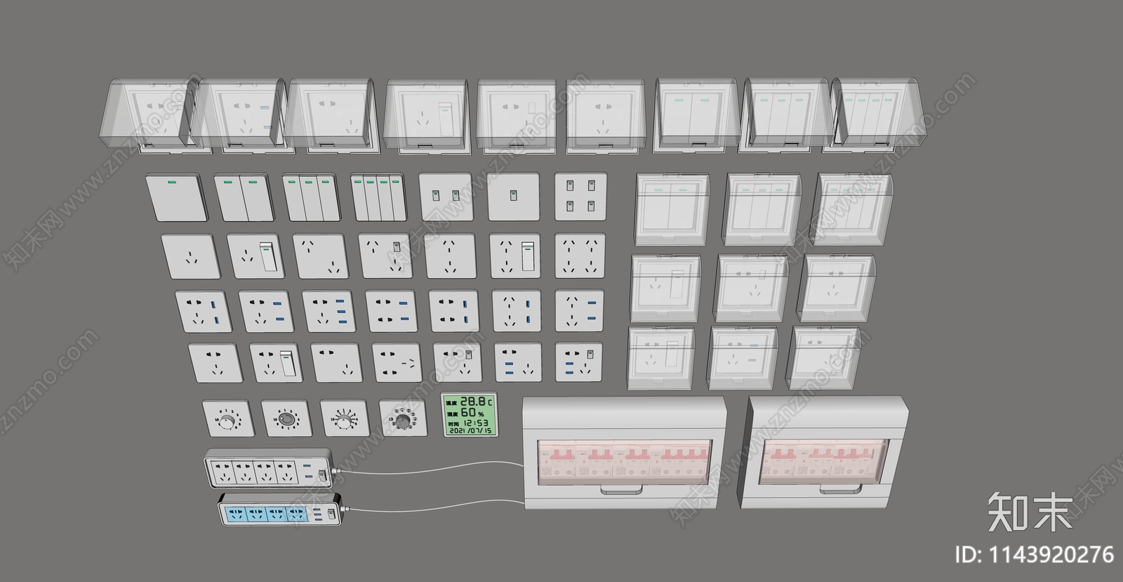 现代开关插座组合SU模型下载【ID:1143920276】