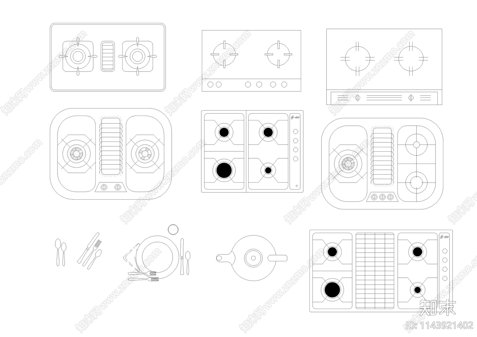 餐具炉具cad施工图下载【ID:1143921402】