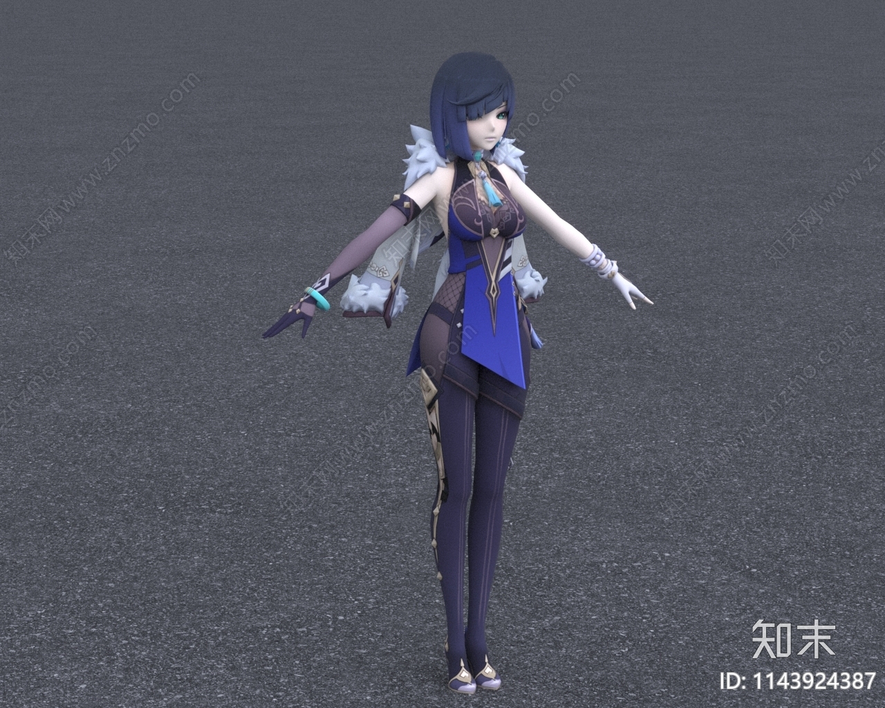 二次元原神少女夜兰3D模型下载【ID:1143924387】_知末3d模型网