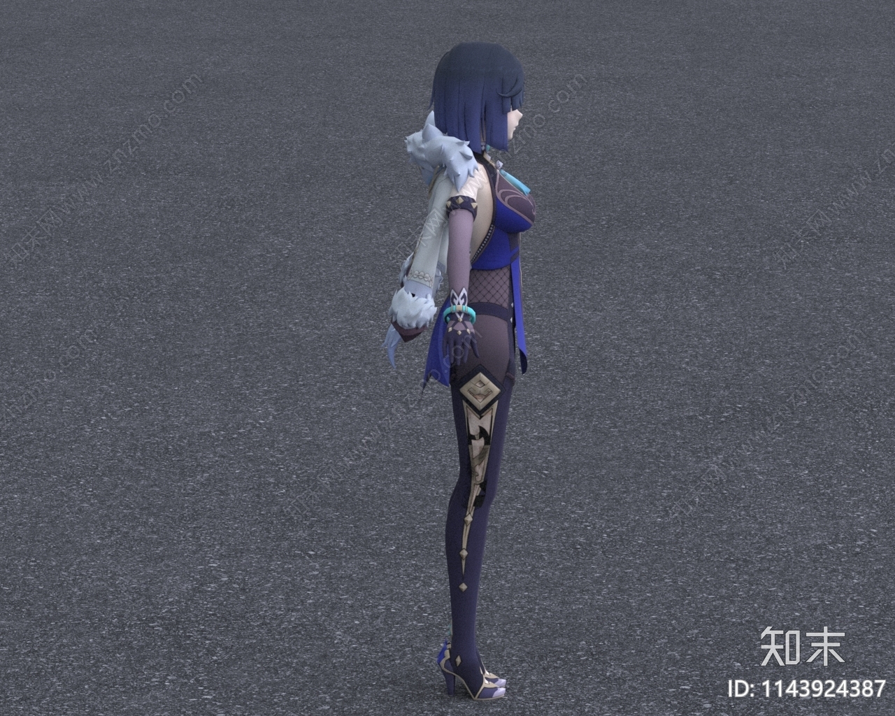 二次元原神少女夜兰3D模型下载【ID:1143924387】_知末3d模型网