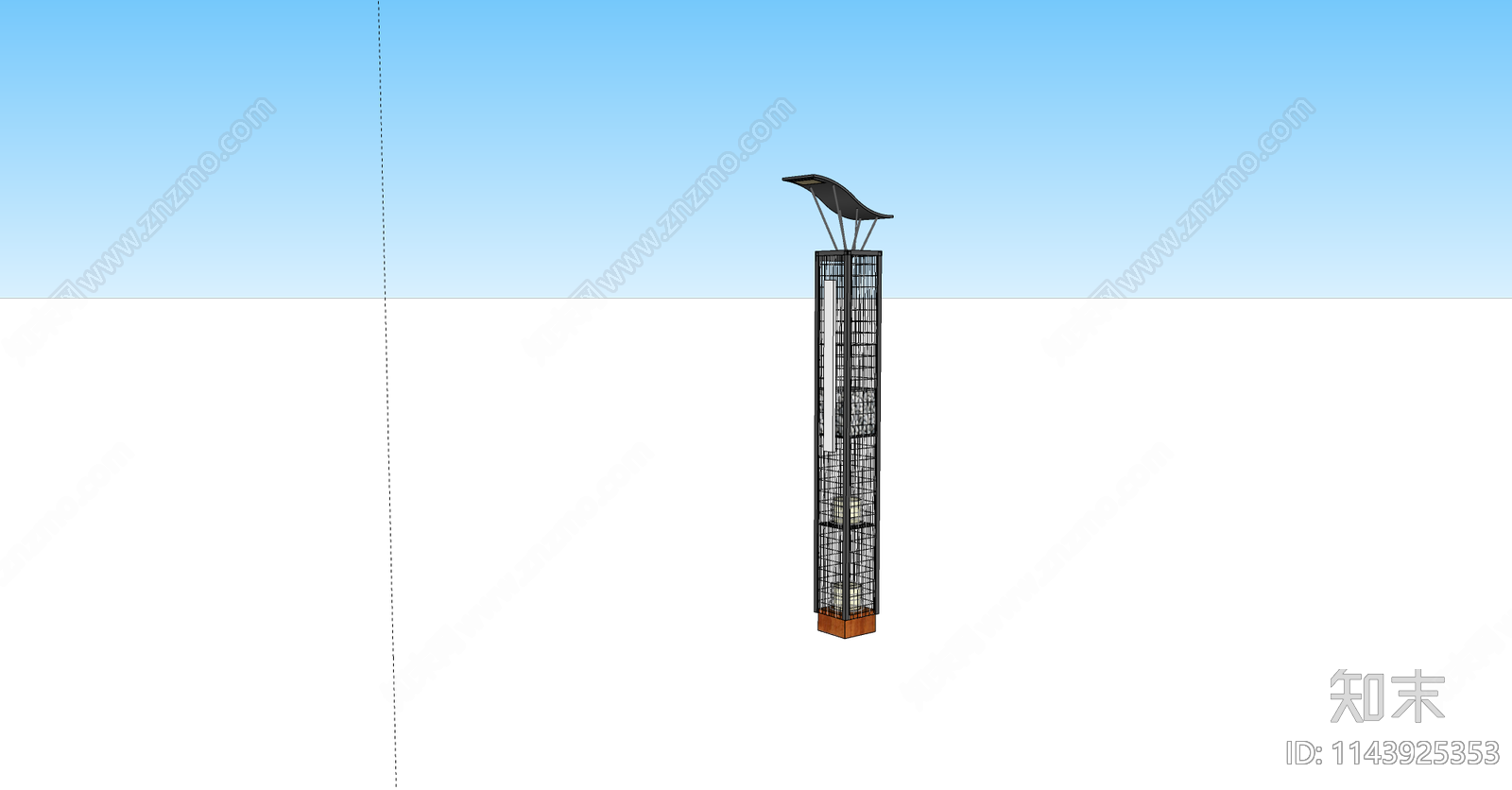 现代景观石笼路灯SU模型下载【ID:1143925353】