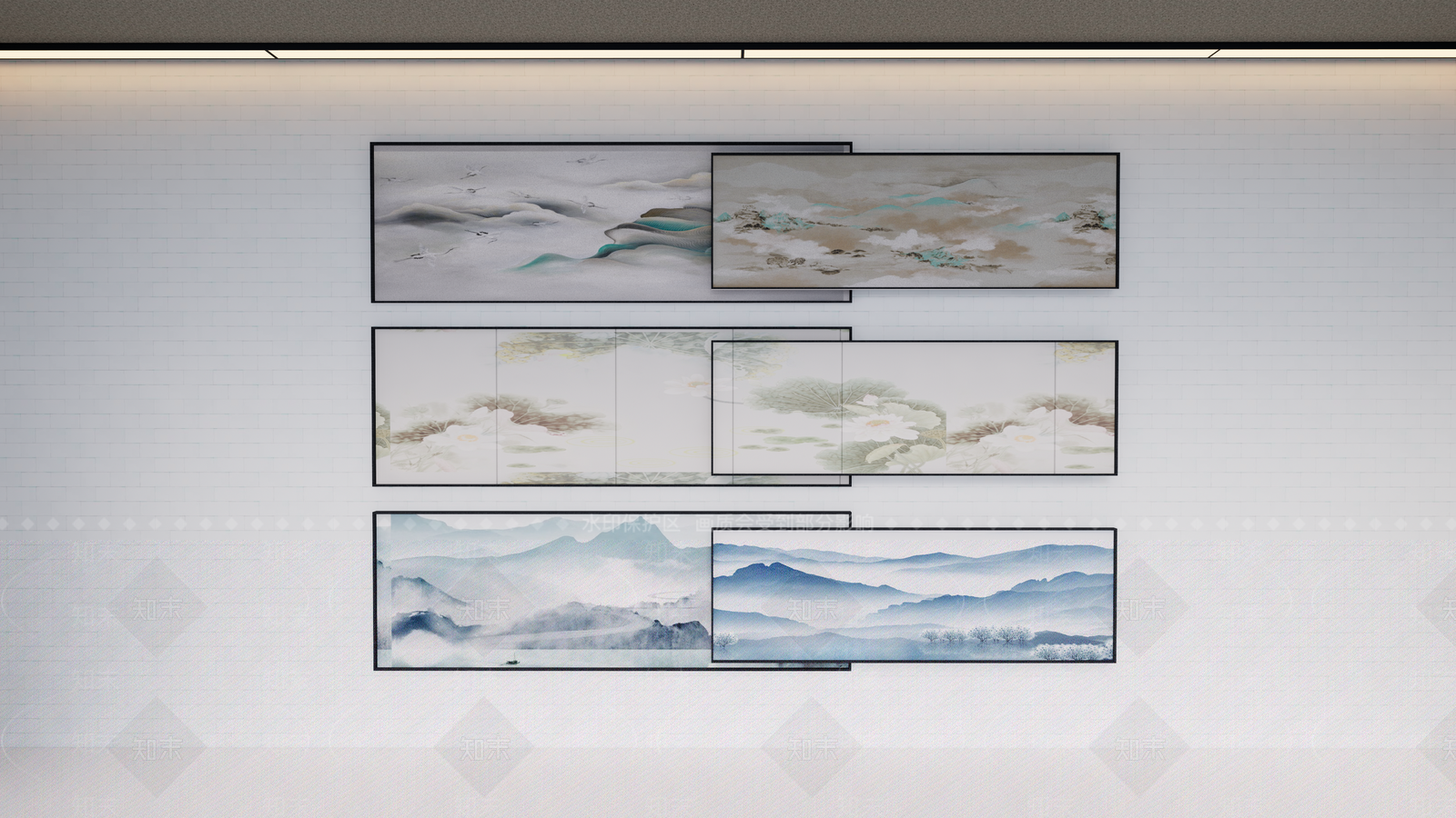 新中式装饰壁画SU模型下载【ID:1143929046】