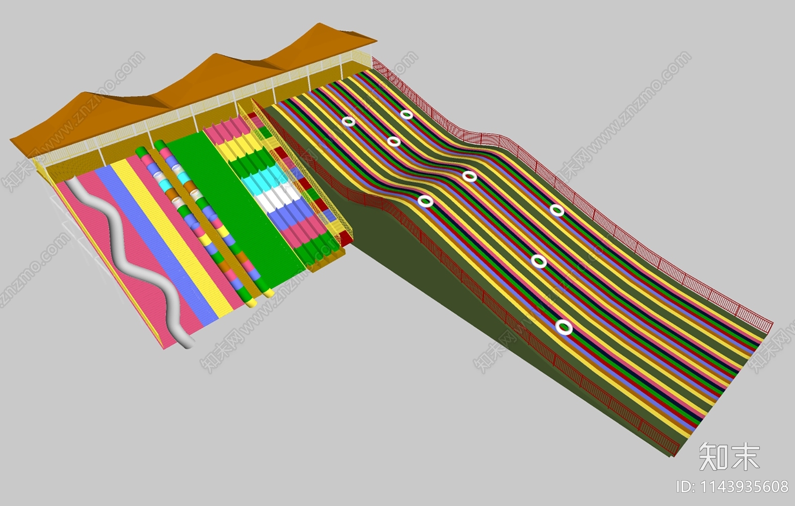 无动力游乐设备彩虹滑道SU模型下载【ID:1143935608】