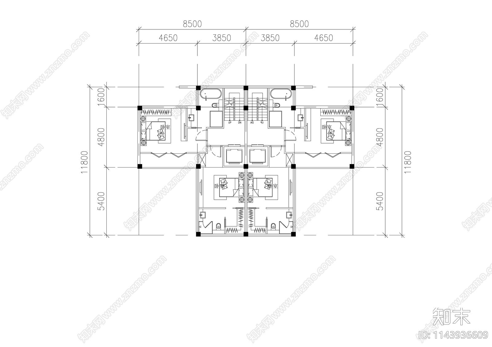 高端低密度开放式商业街cad施工图下载【ID:1143936609】