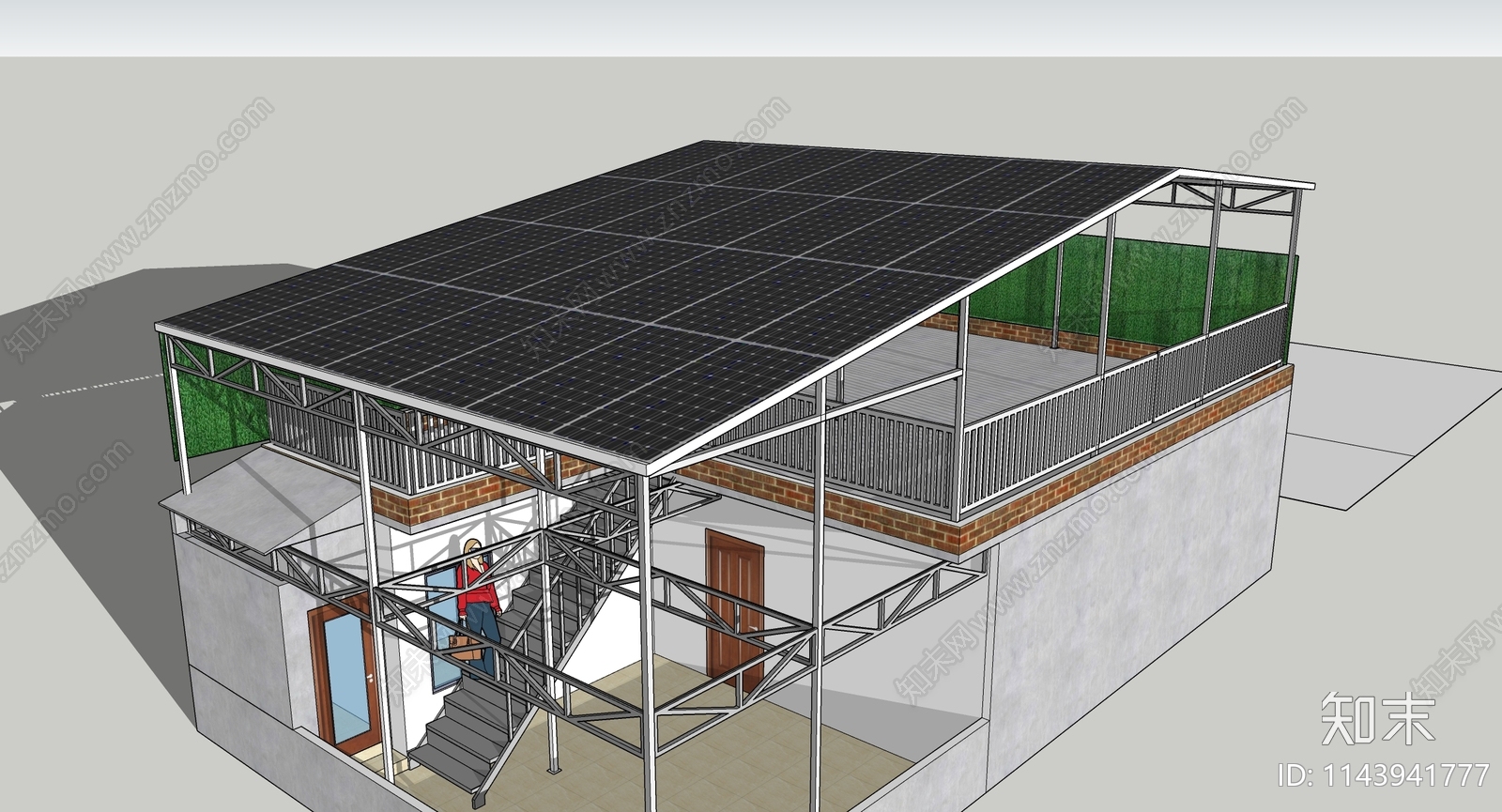 现代太阳能板顶SU模型下载【ID:1143941777】