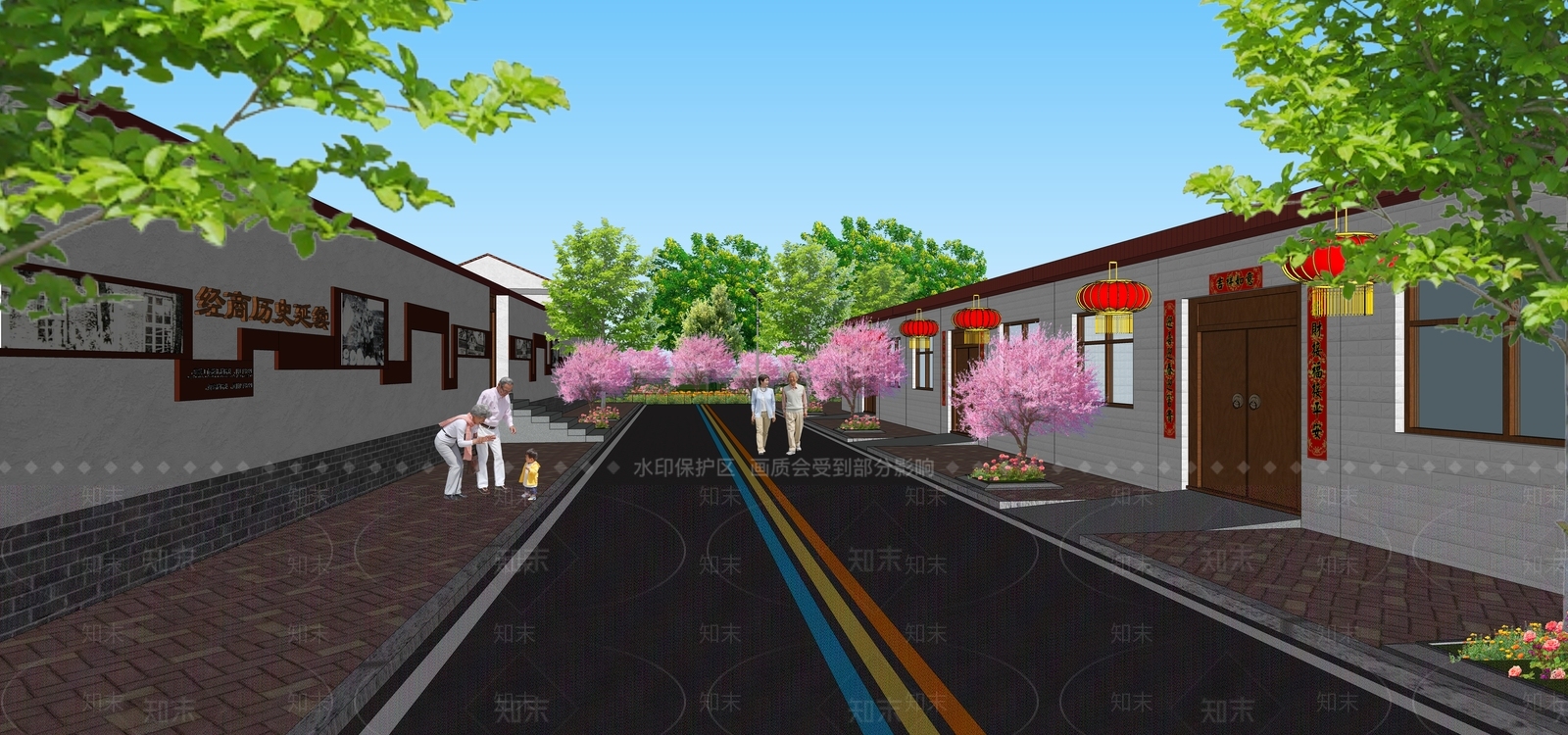 现代美丽乡村街道SU模型下载【ID:1143945550】