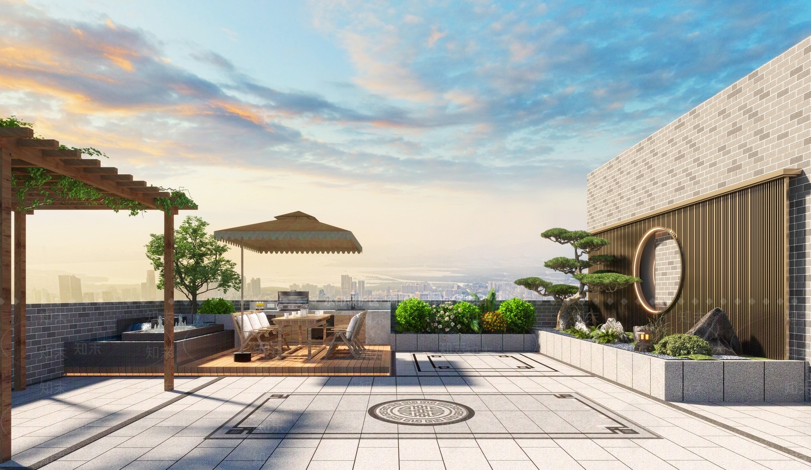 中式屋顶花园3D模型下载【ID:1143950396】