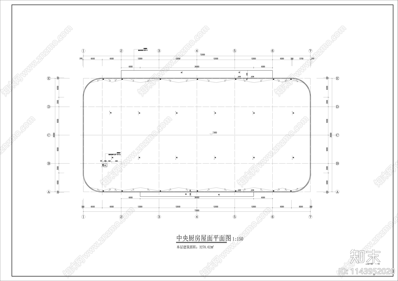 中央厨房库房建筑cad施工图下载【ID:1143952020】