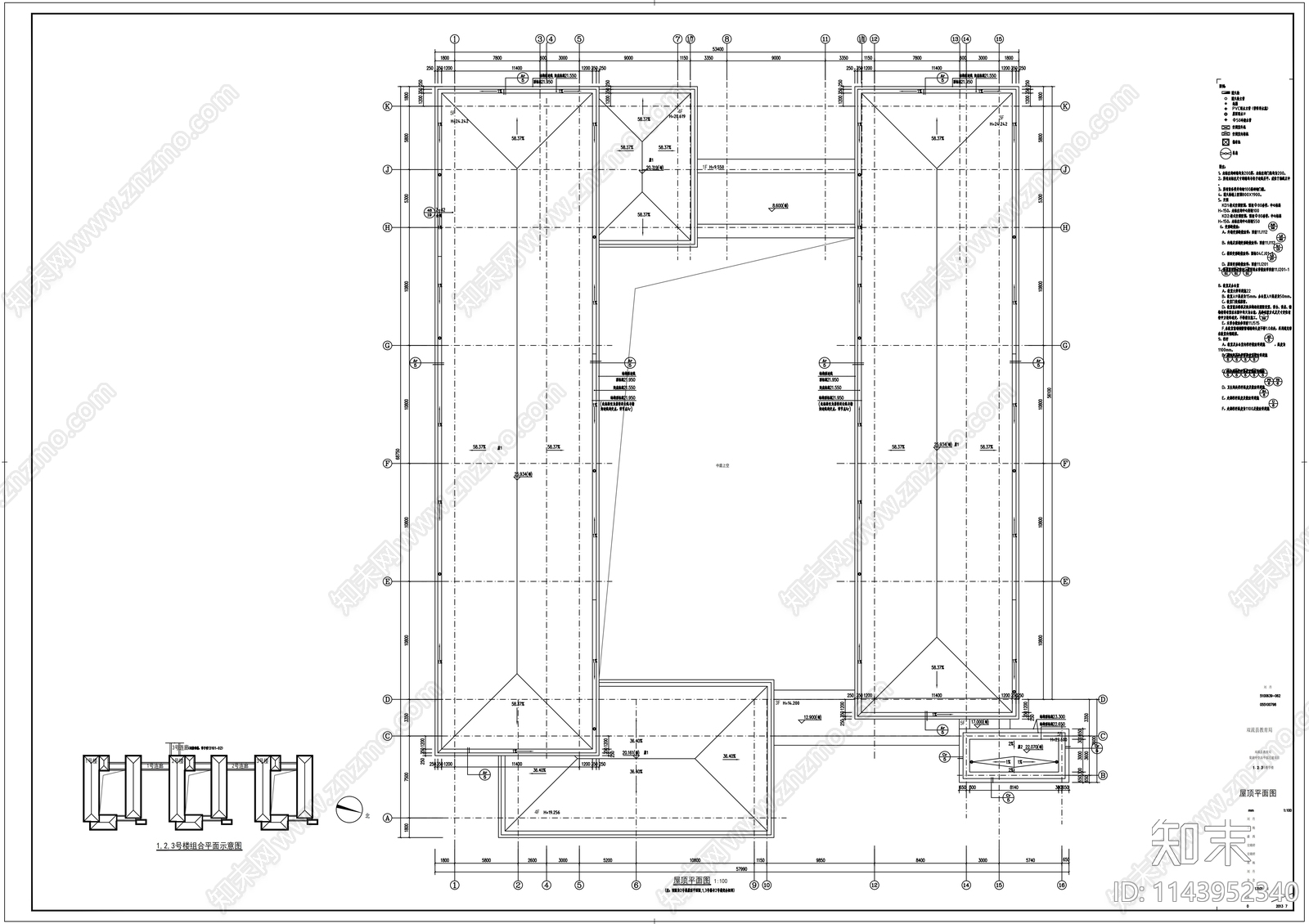 教学楼建筑cad施工图下载【ID:1143952340】