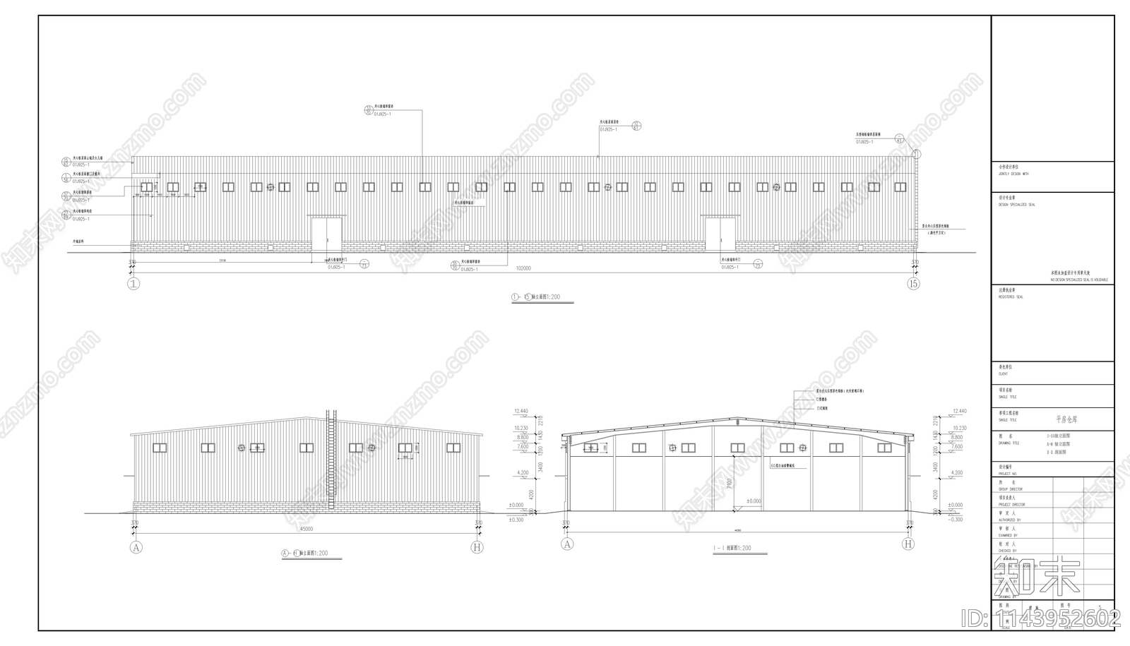 仓库建筑cad施工图下载【ID:1143952602】