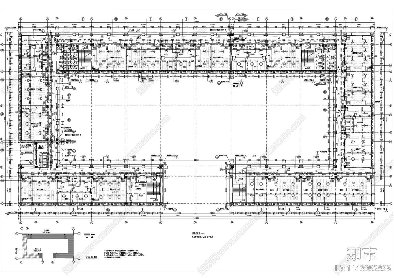 学校实验科技楼建筑cad施工图下载【ID:1143952835】