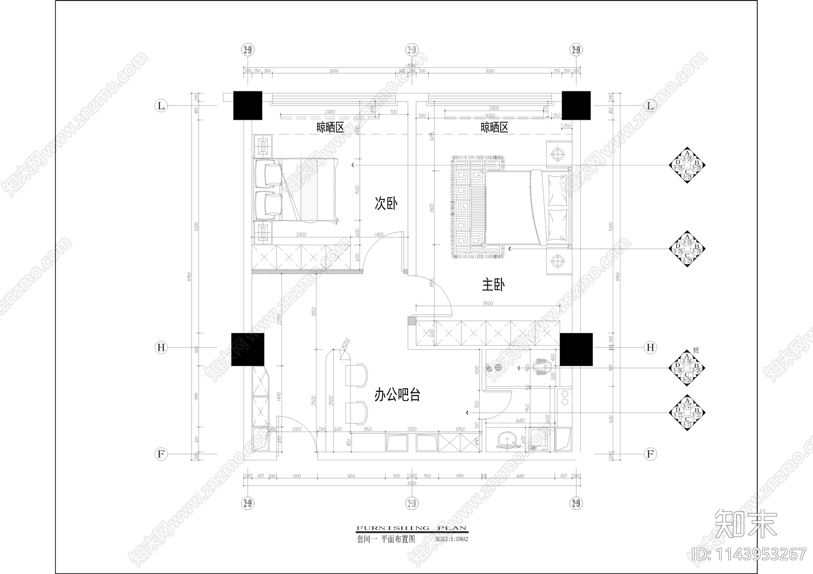 人才公寓室内cad施工图下载【ID:1143953267】