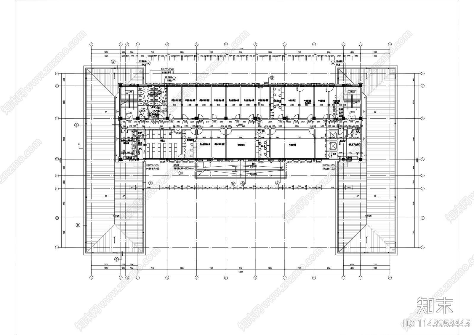 学校图书综合楼建筑cad施工图下载【ID:1143953445】
