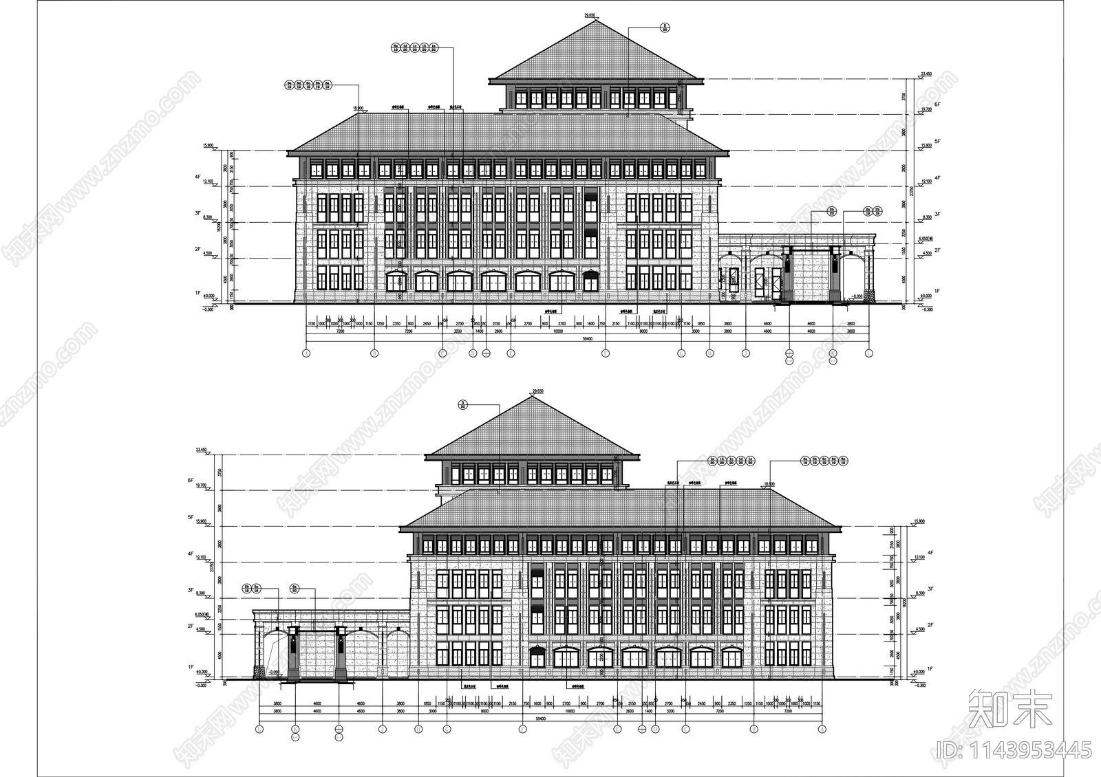 学校图书综合楼建筑cad施工图下载【ID:1143953445】