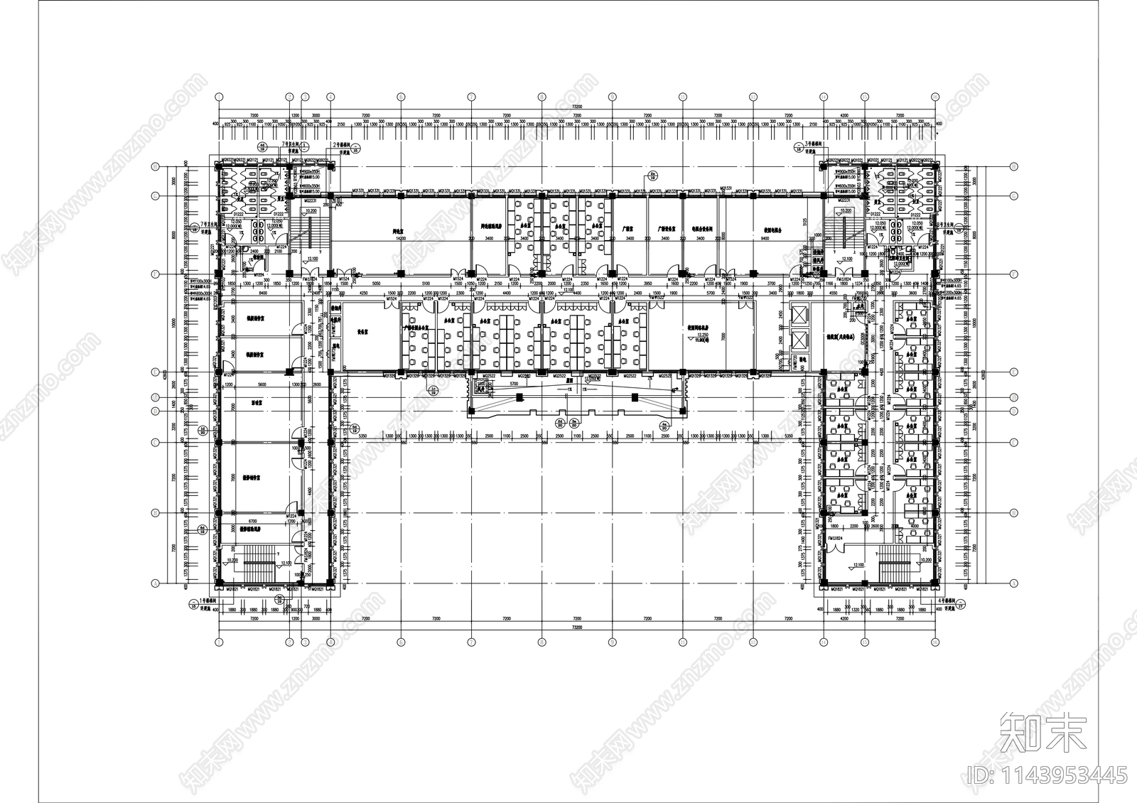 学校图书综合楼建筑cad施工图下载【ID:1143953445】