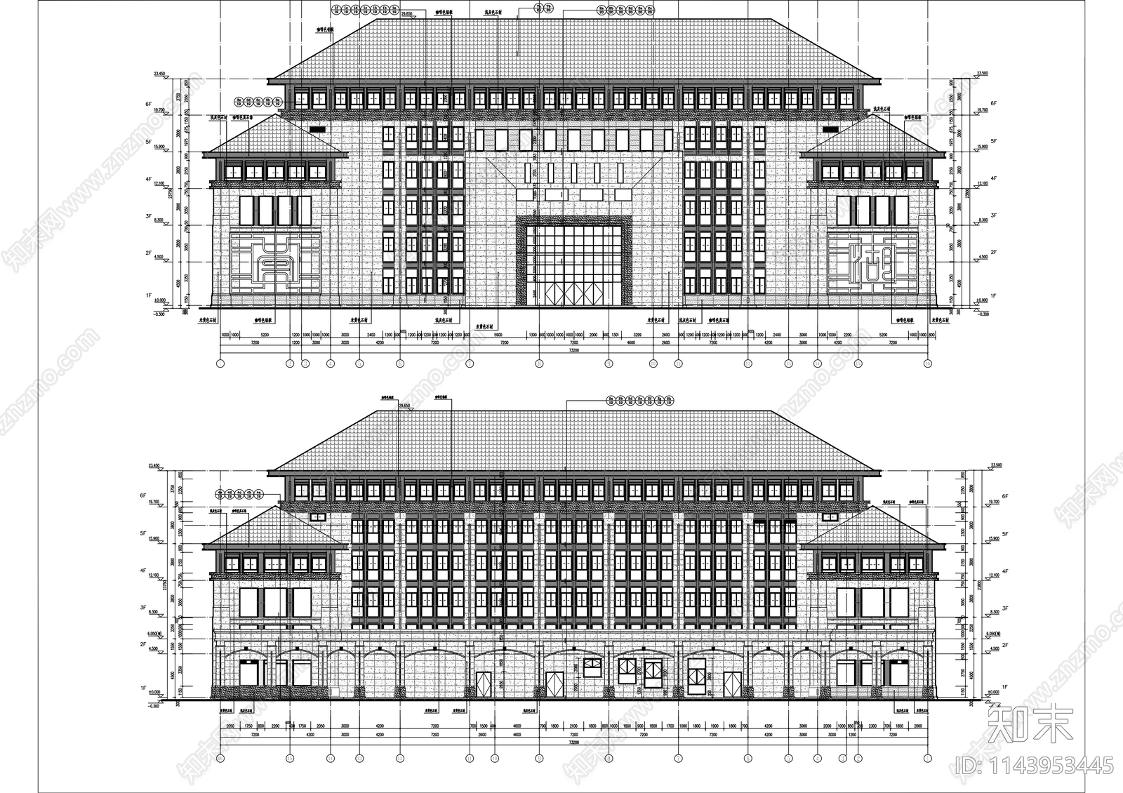 学校图书综合楼建筑cad施工图下载【ID:1143953445】