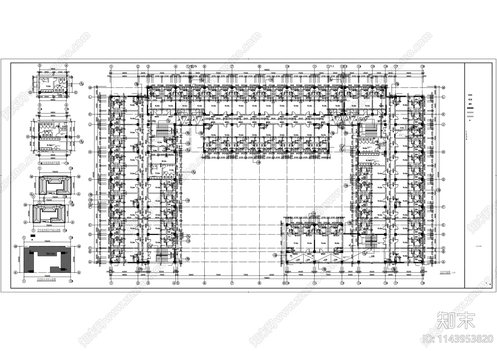 学生宿舍建筑cad施工图下载【ID:1143953820】