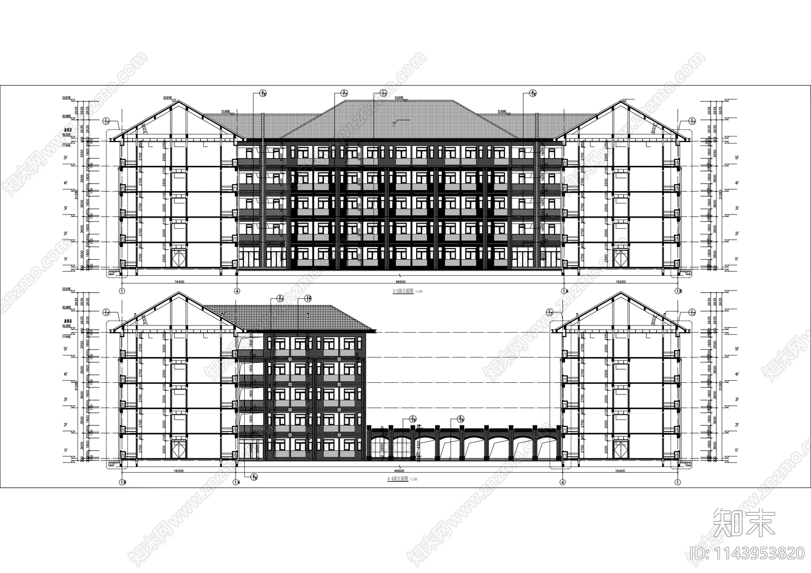 学生宿舍建筑cad施工图下载【ID:1143953820】