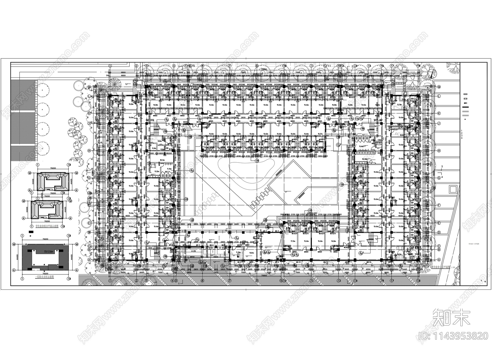 学生宿舍建筑cad施工图下载【ID:1143953820】