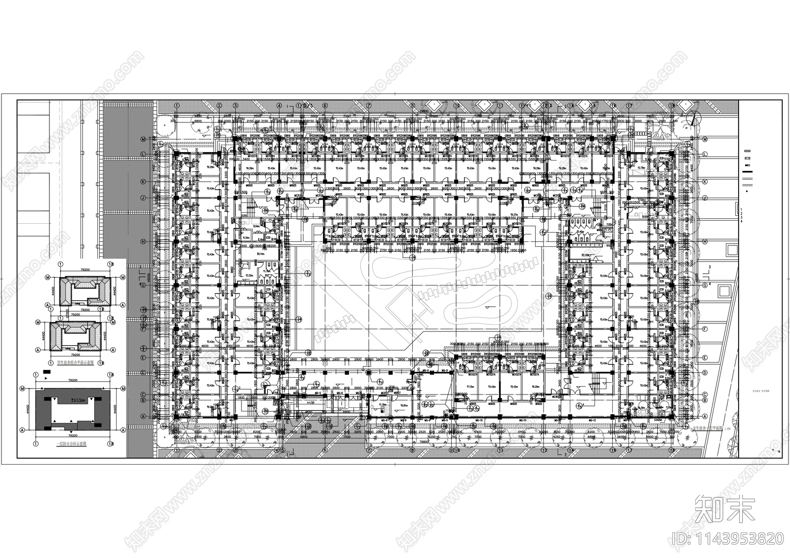 学生宿舍建筑cad施工图下载【ID:1143953820】