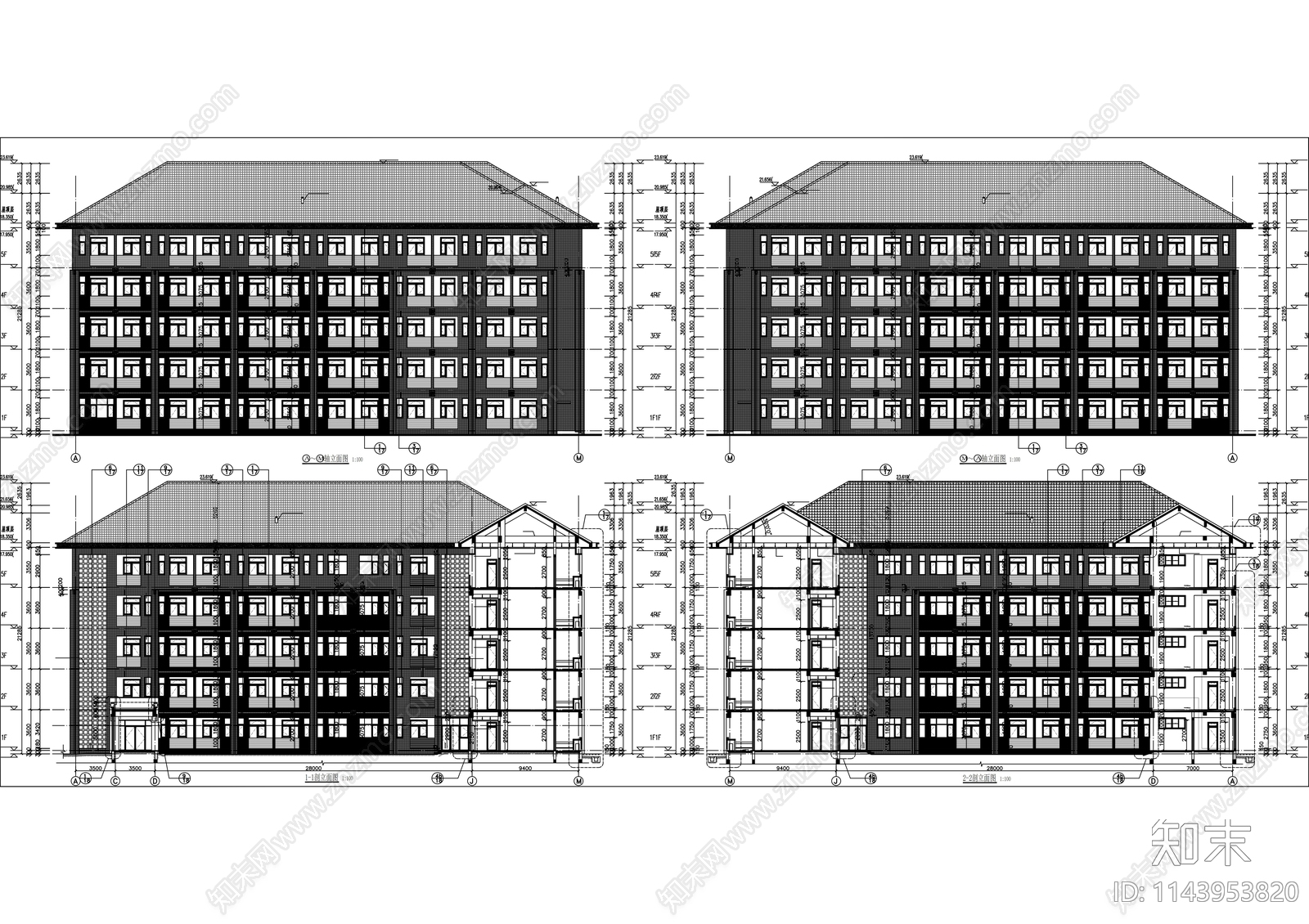 学生宿舍建筑cad施工图下载【ID:1143953820】