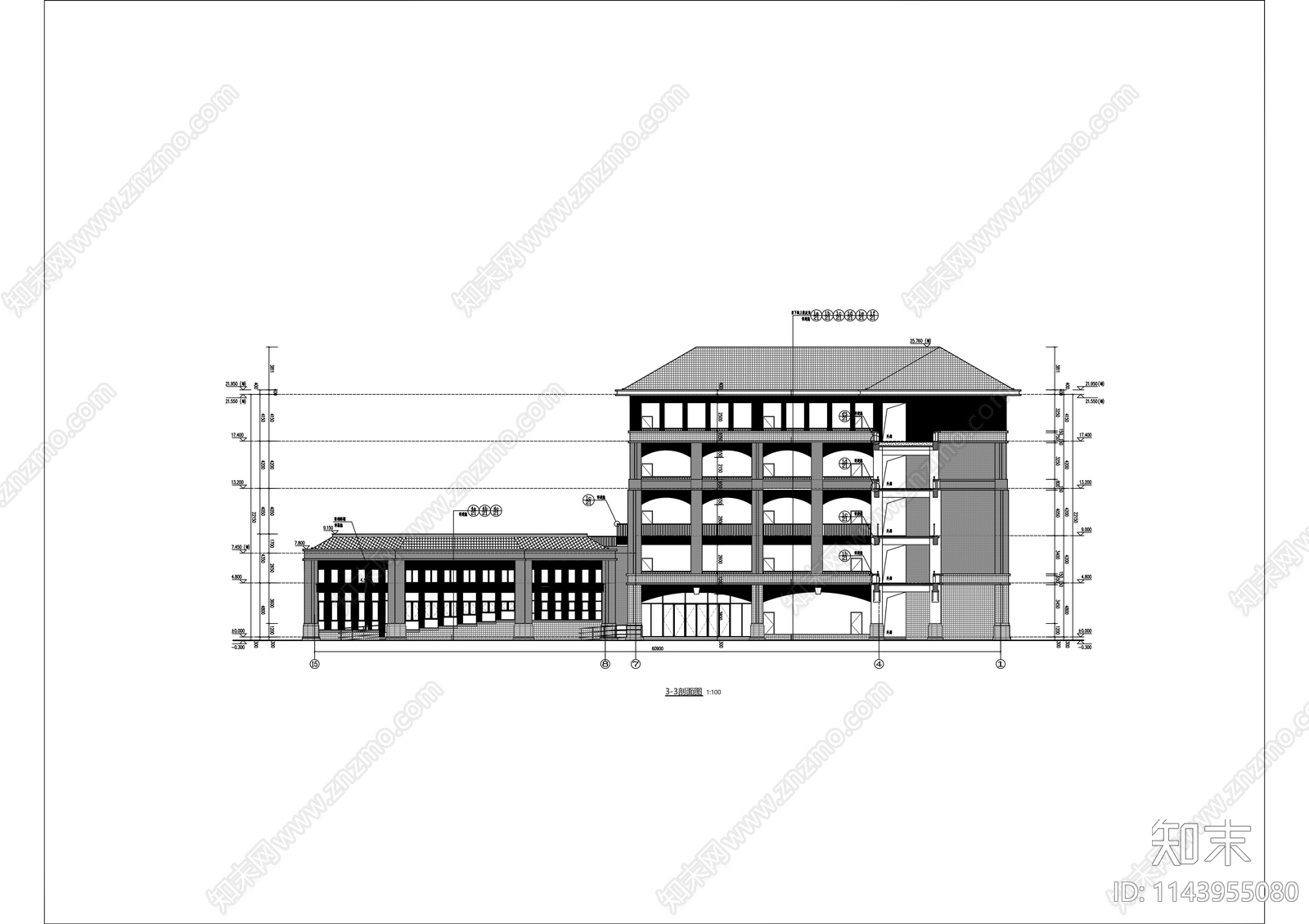 学校艺术楼建筑cad施工图下载【ID:1143955080】