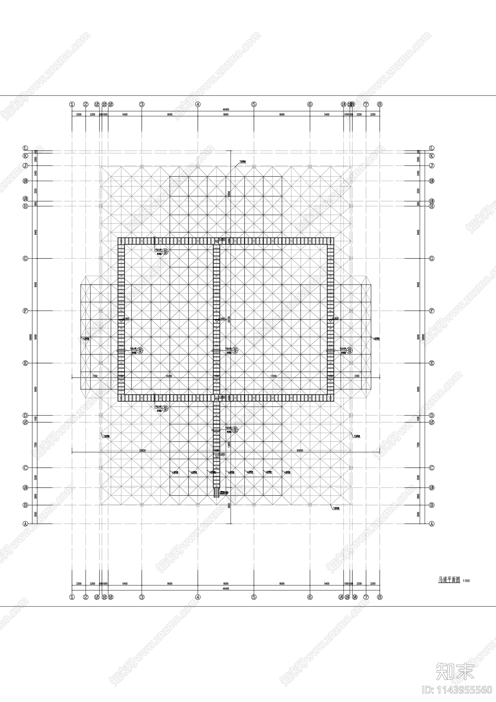 中学体育馆建筑施工图下载【ID:1143955560】