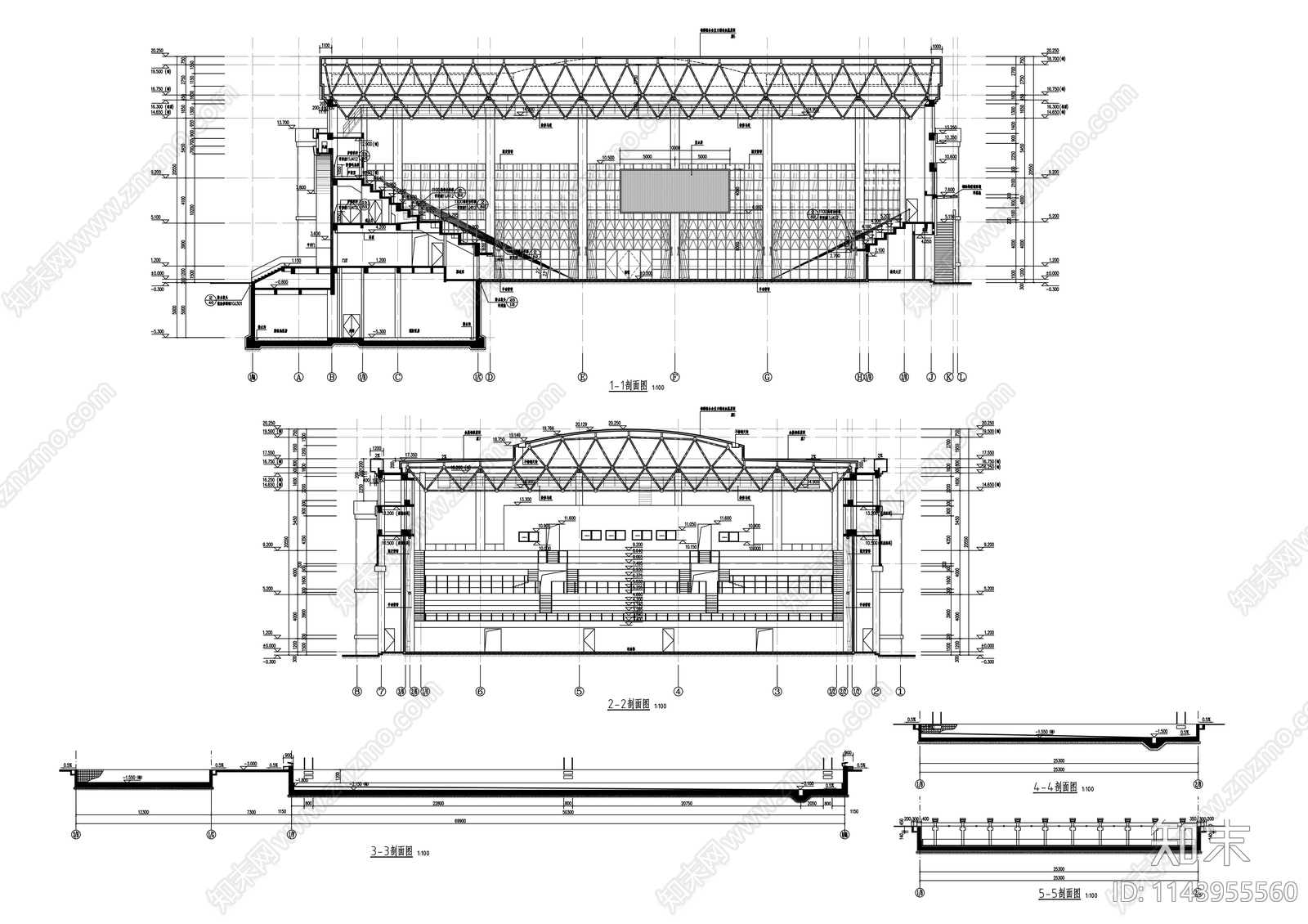 中学体育馆建筑施工图下载【ID:1143955560】