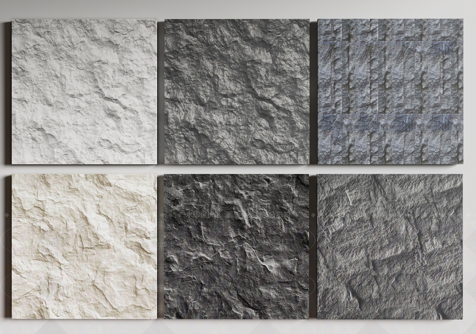 现代文化石岩板岩石背景墙3D模型下载【ID:1143957878】