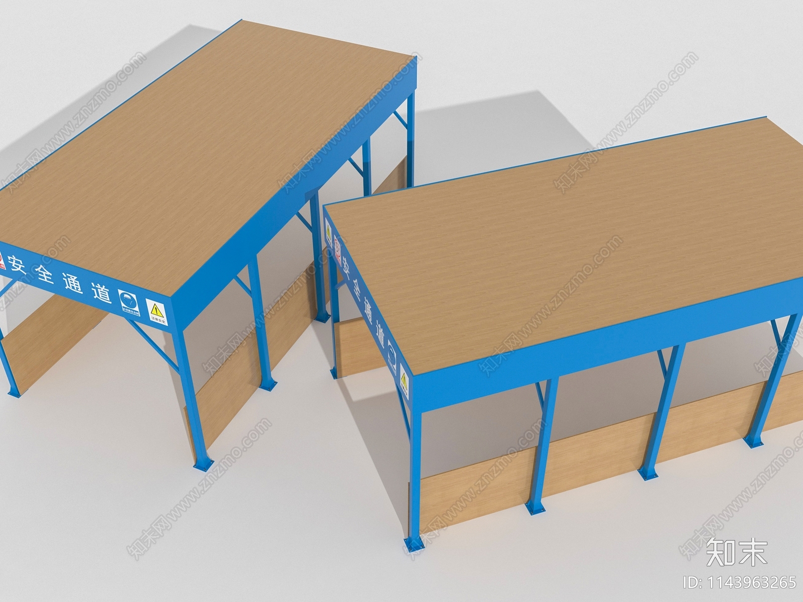 现代建筑施工工地安全通道SU模型下载【ID:1143963265】