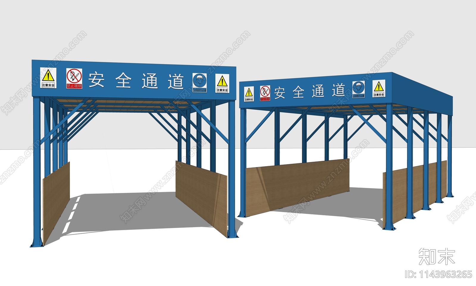 现代建筑施工工地安全通道SU模型下载【ID:1143963265】