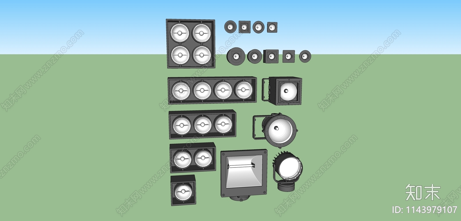 现代户外灯具SU模型下载【ID:1143979107】