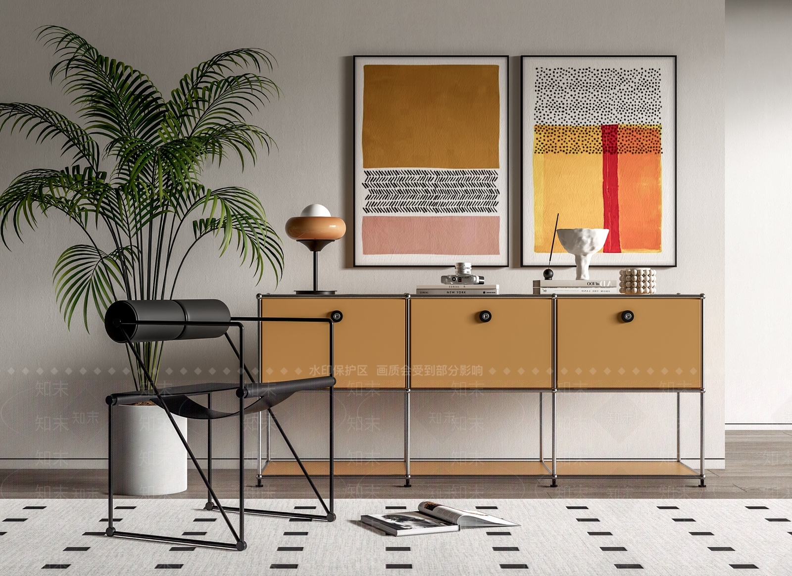 USM现代玄关柜SU模型下载【ID:1143981054】_知末su模型网