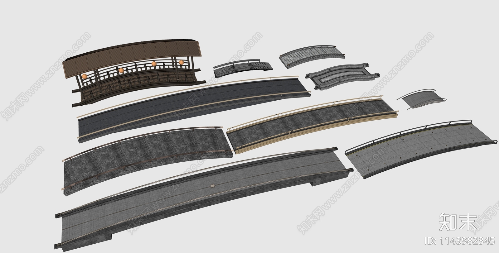 新中式景观桥SU模型下载【ID:1143982345】