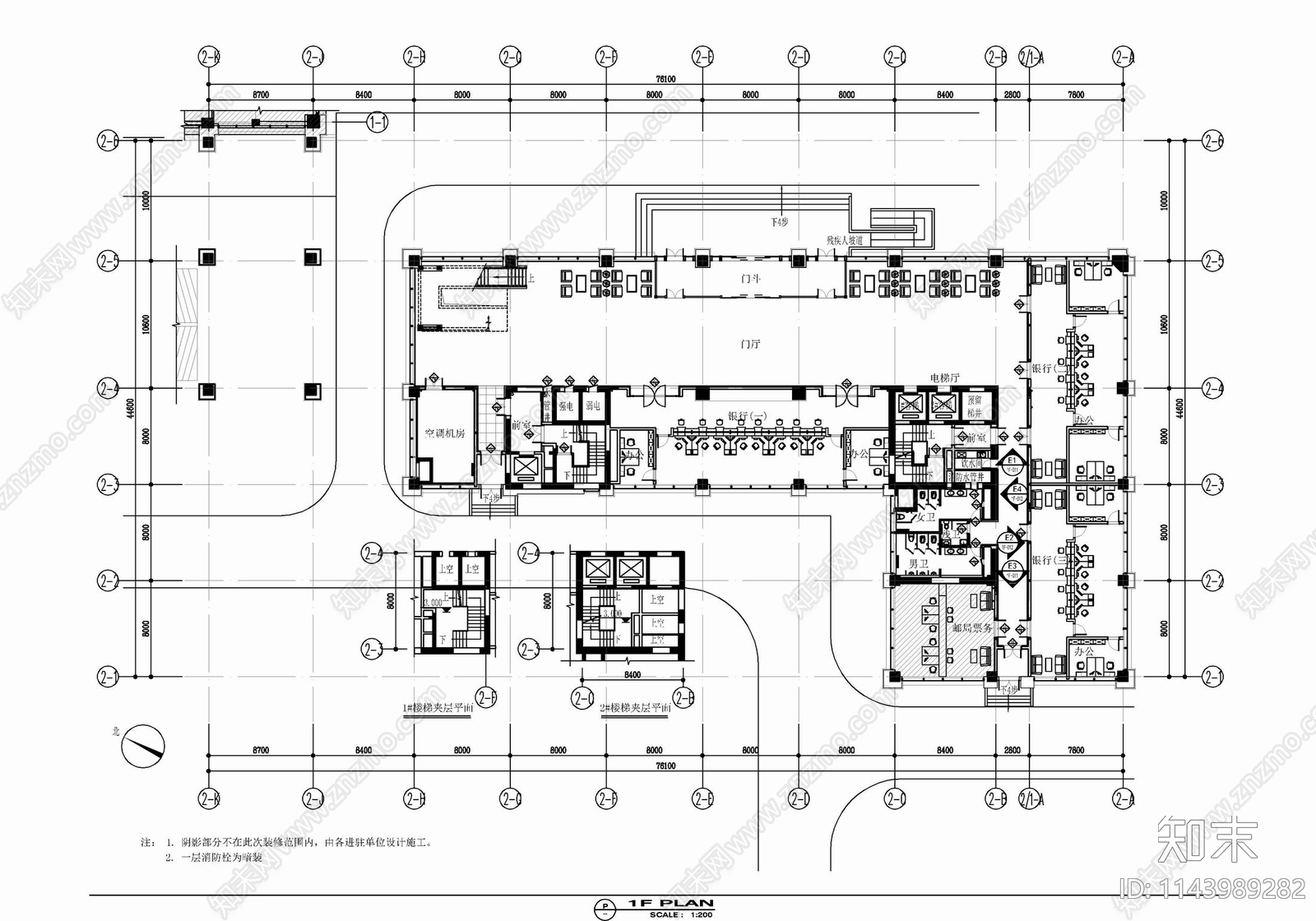 十层办公及档案管理中心办公室室内cad施工图下载【ID:1143989282】