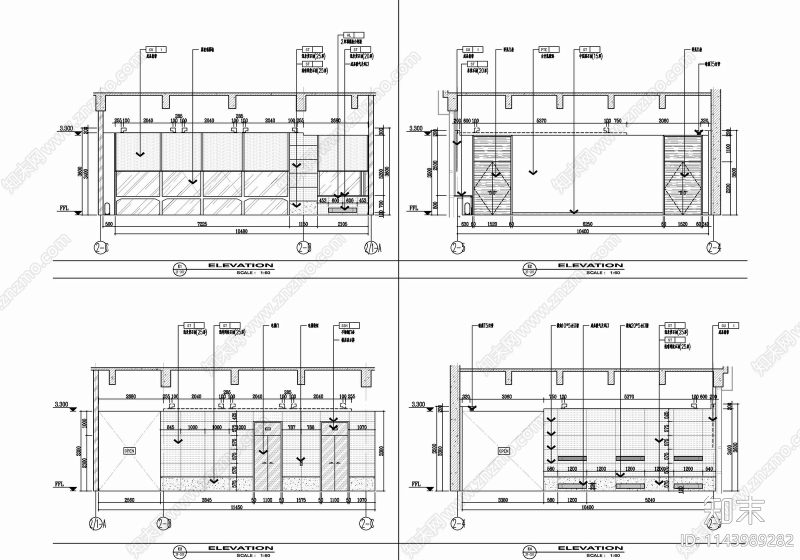 十层办公及档案管理中心办公室室内cad施工图下载【ID:1143989282】