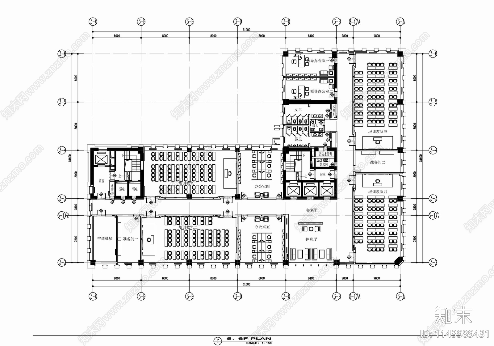 十层办公及会议培训中心室内施工图下载【ID:1143989431】