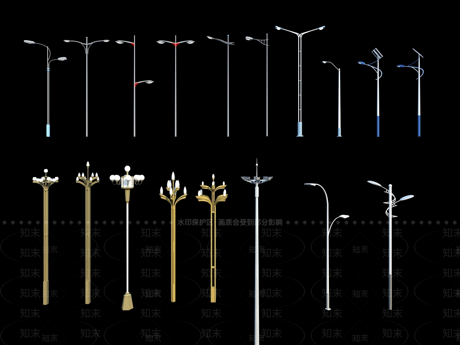 路灯广场灯3D模型下载【ID:1143993129】