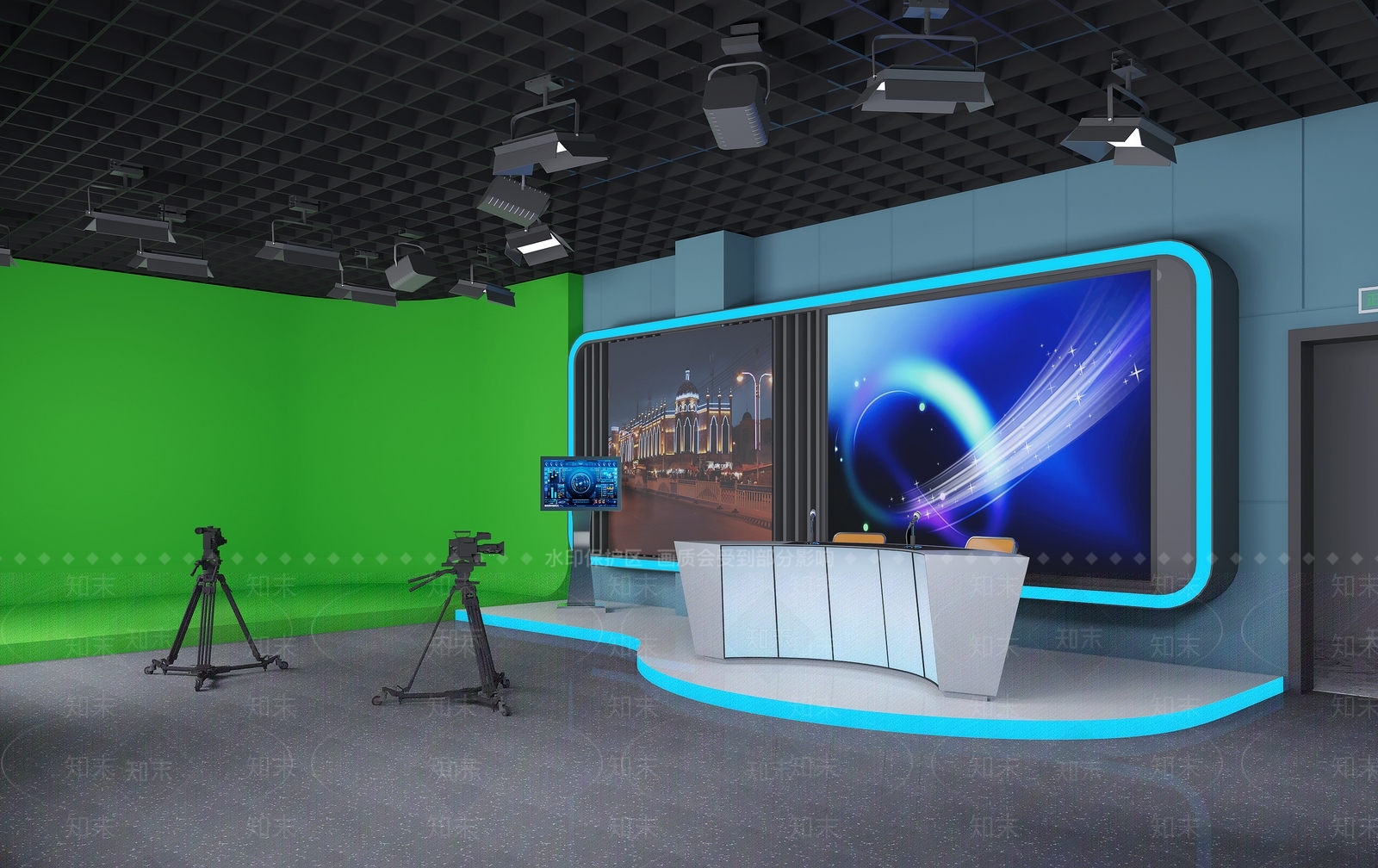 现代直播间3D模型下载【ID:1143995575】