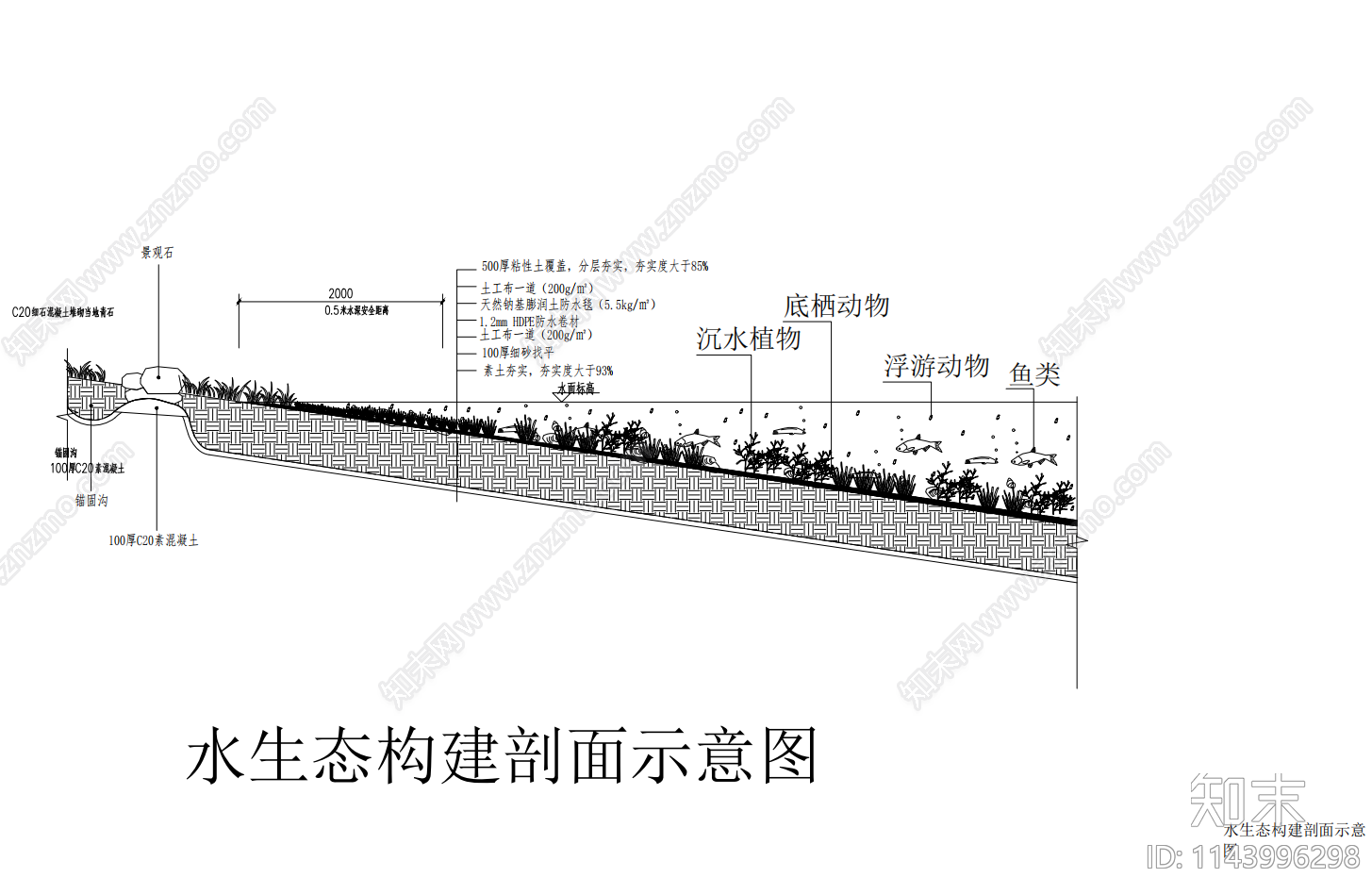 景观湖水生态水处理设计说明cad施工图下载【ID:1143996298】