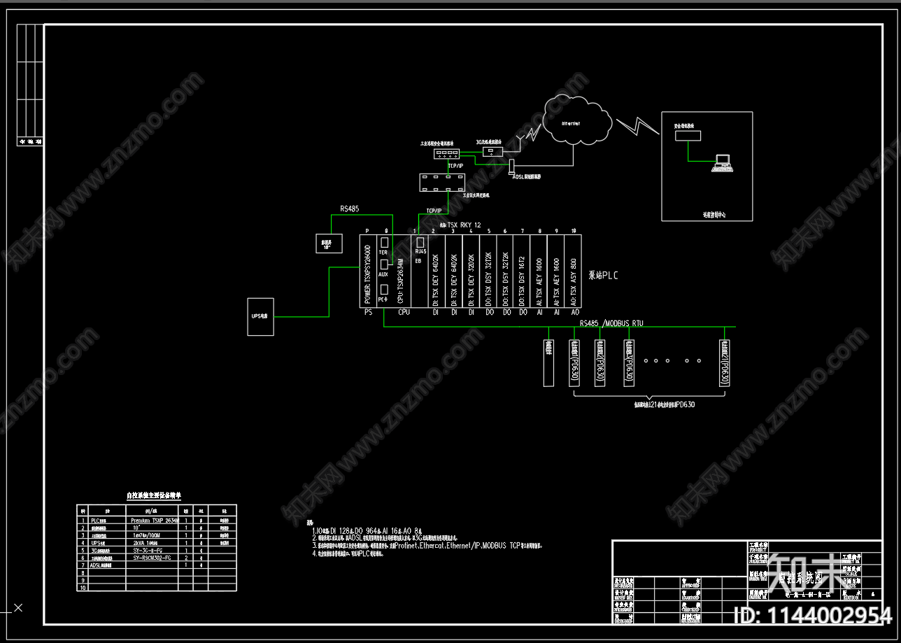 加压供水泵站自控接线原理cad施工图下载【ID:1144002954】