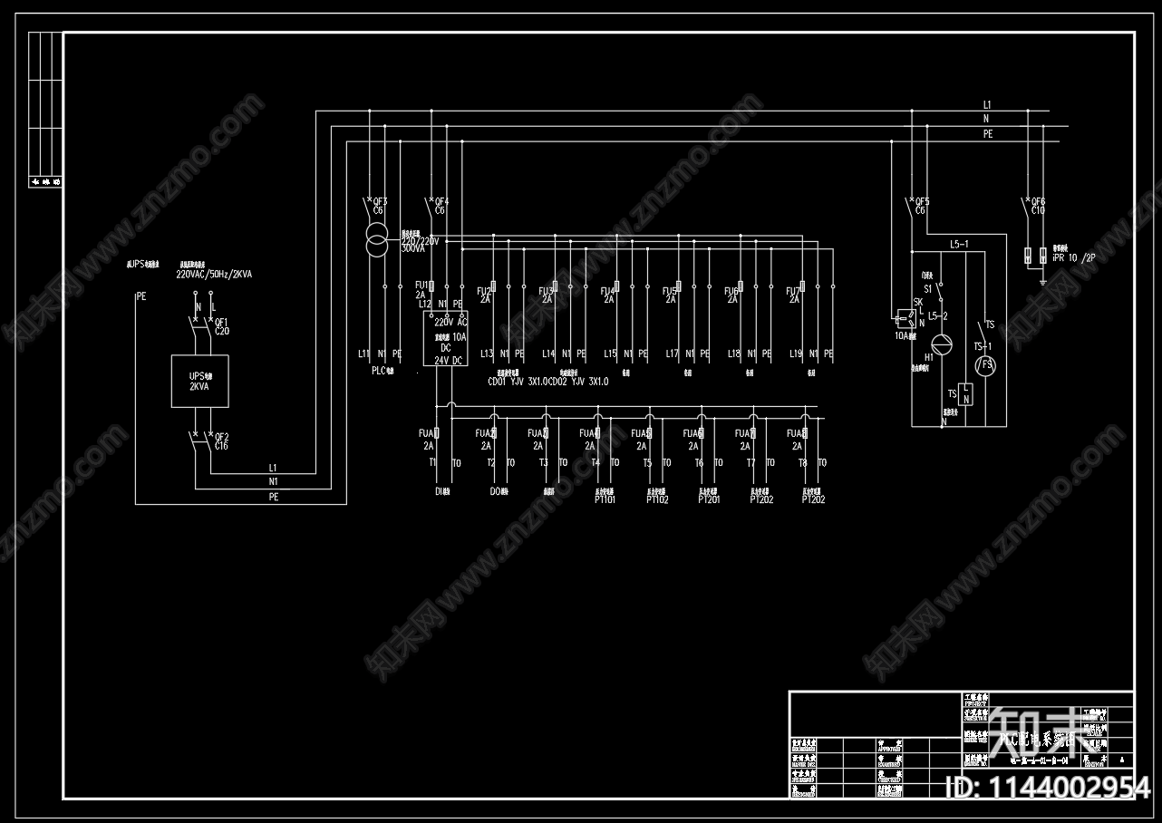 加压供水泵站自控接线原理cad施工图下载【ID:1144002954】