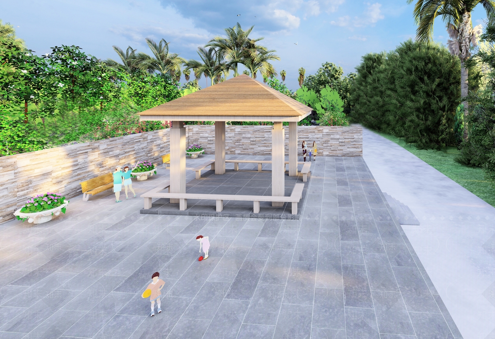 新中式小广场SU模型下载【ID:1151564521】