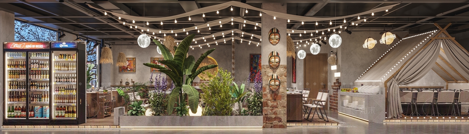 现代露营风火锅店3D模型下载【ID:1144007360】